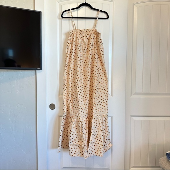 NWT WeWoreWhat smocked midi dress peasant country casual loose baggy women S - Picture 2 of 10